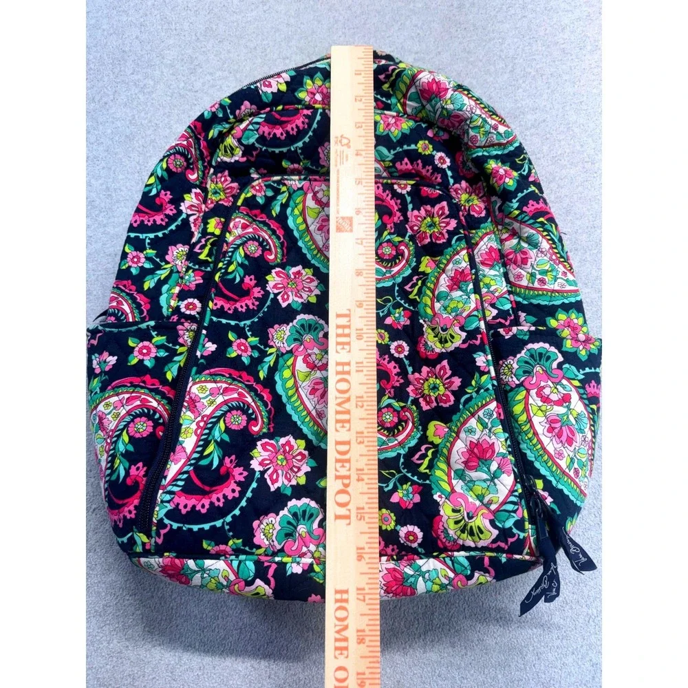 Vera Bradley Campus Backpack Womens Large Navy Pink Paisley In Paradise Quilted